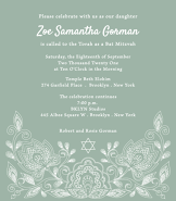 Etched Floral Sage Bat Mitzvah Invitation